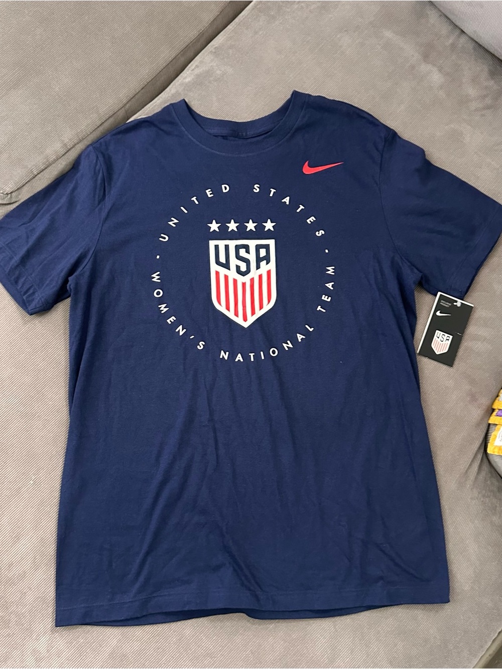 NWT NIke USA Womens National Team Soccer Shirt Medium Blue Graphic Tee